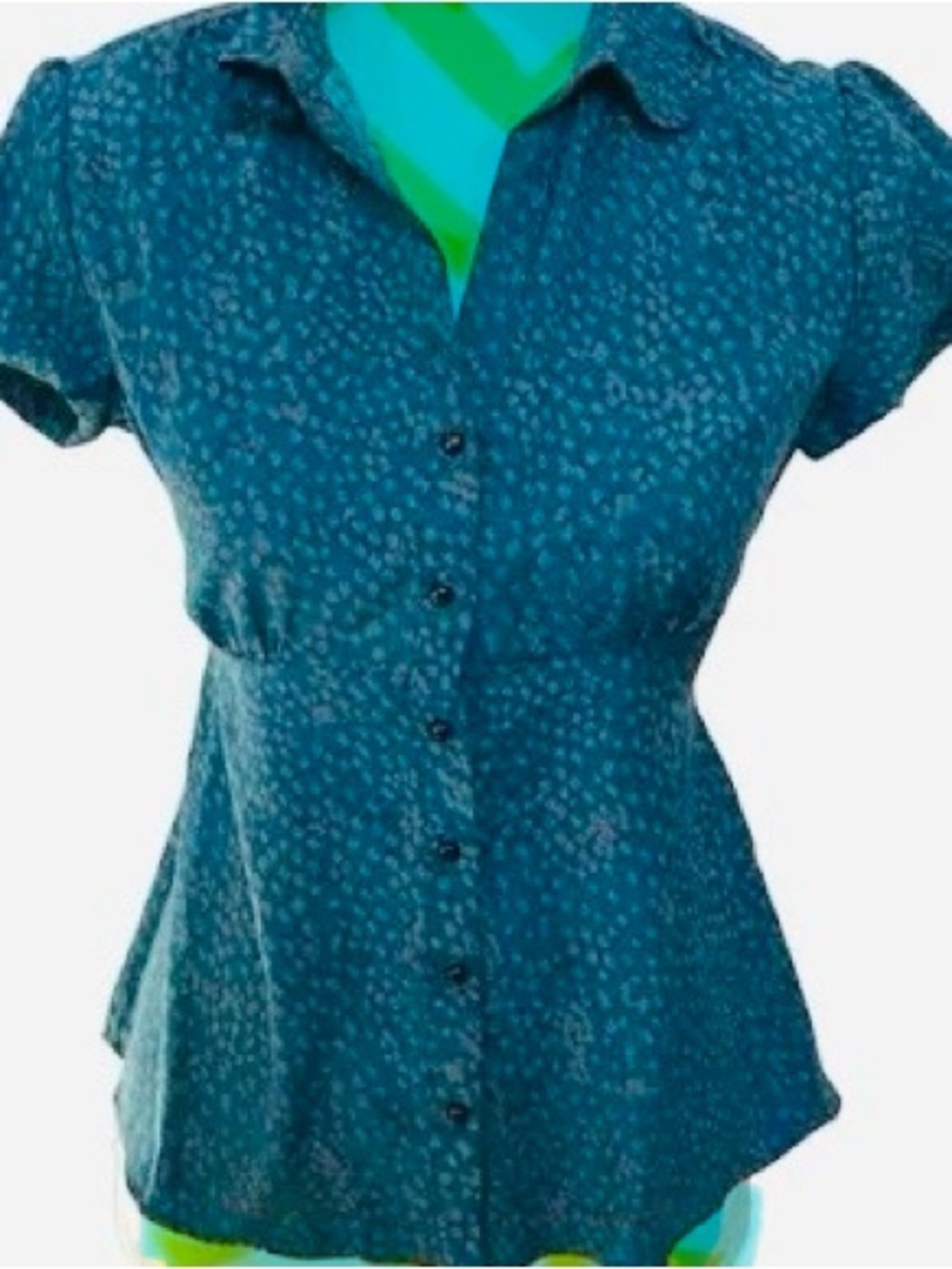 Banana Republic Teal Short-Sleeve Button Front Women's Top